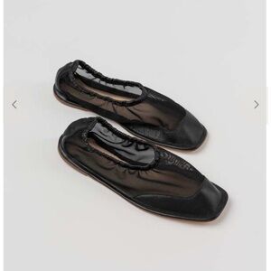 HEREU Leather and Mesh MALLA PUMP Ballet Flat 39 BLACK